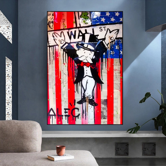 Alec Monopoly Millionaire Wall Street USA Canvas Wall Art-GraffitiWallArt