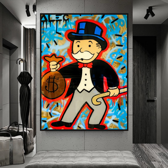 Alec Monopoly Money Bag Canvas Wall Art-GraffitiWallArt