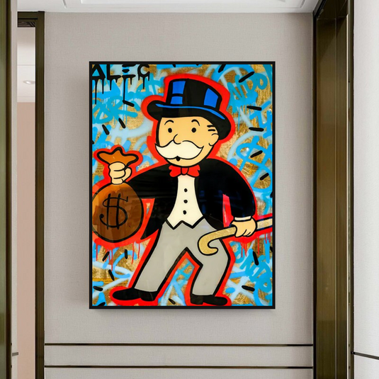 Alec Monopoly Money Bag Canvas Wall Art-GraffitiWallArt