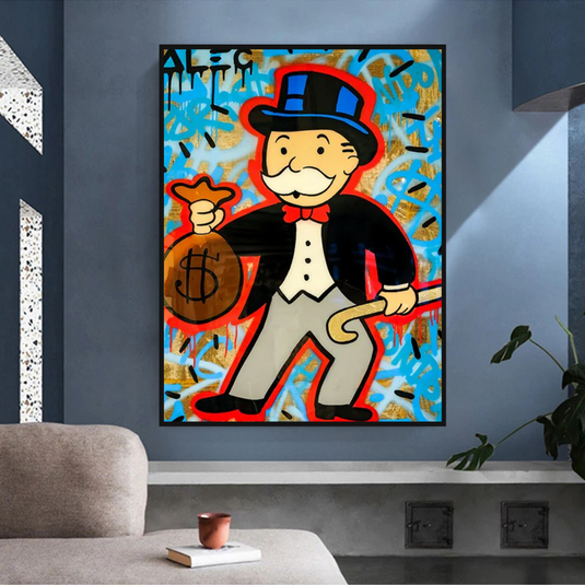 Alec Monopoly Money Bag Canvas Wall Art-GraffitiWallArt