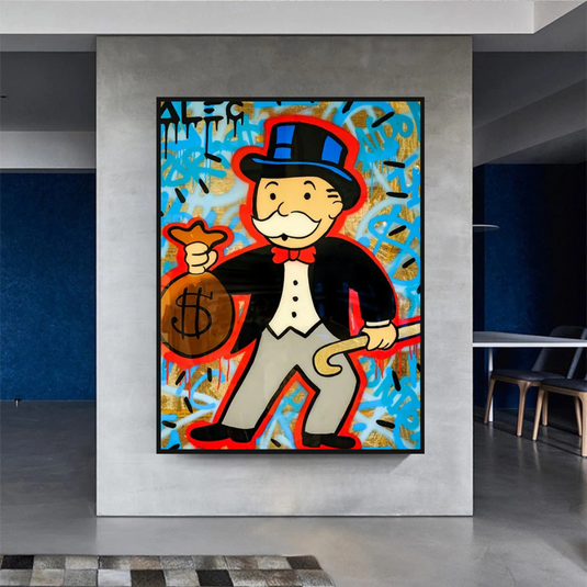 Alec Monopoly Money Bag Canvas Wall Art-GraffitiWallArt