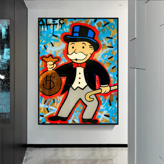 Alec Monopoly Money Bag Canvas Wall Art-GraffitiWallArt