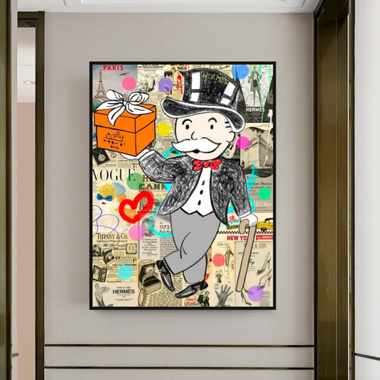 Alec Monopoly Money Gift Prints Newspaper Canvas Wall Art-GraffitiWallArt