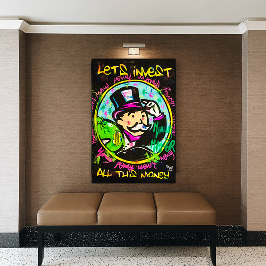 Alec Monopoly Money Man Lets Invest All Your money Canvas Wall Art-GraffitiWallArt