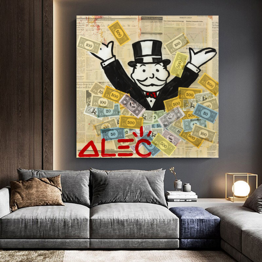 Alec Monopoly Money Man Millionaire Canvas Wall Art-GraffitiWallArt