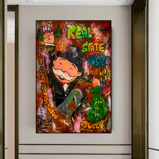 Alec Monopoly Money Man Real Estate Hustler Canvas Wall Art-GraffitiWallArt