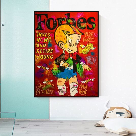 Alec Monopoly Richie Rich Canvas Wall Art - Retire Young-GraffitiWallArt