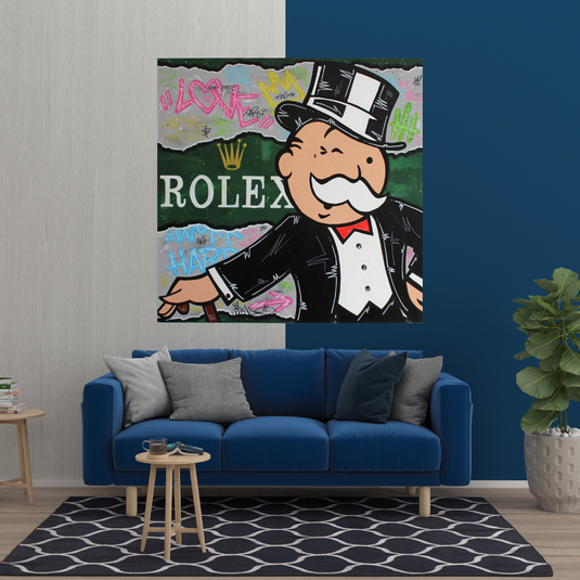 Alec Monopoly Rolex Money Man Canvas Wall Art-GraffitiWallArt