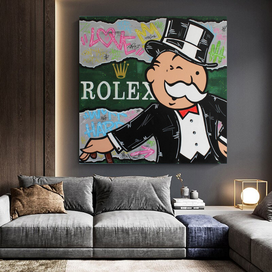 Alec Monopoly Rolex Money Man Canvas Wall Art-GraffitiWallArt