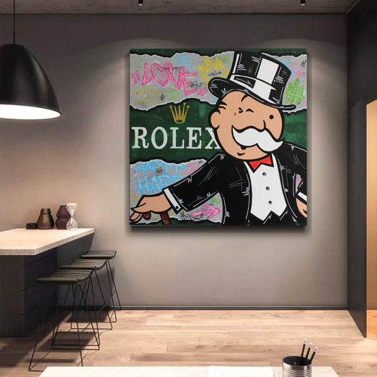 Alec Monopoly Rolex Money Man Canvas Wall Art-GraffitiWallArt