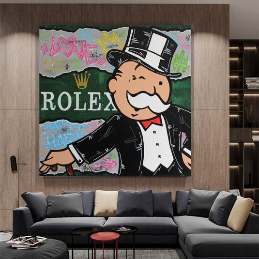 Alec Monopoly Rolex Money Man Canvas Wall Art-GraffitiWallArt