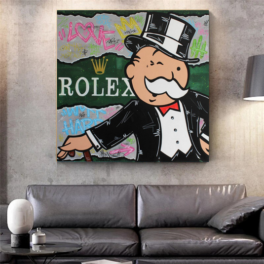 Alec Monopoly Rolex Money Man Canvas Wall Art-GraffitiWallArt