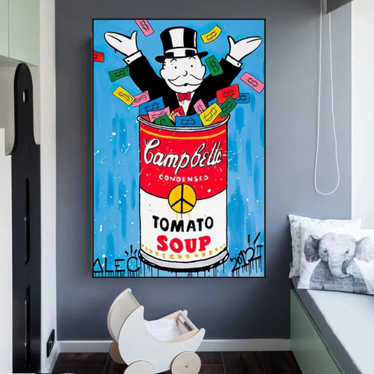 Alec Monopoly Tomato Soup Canvas Wall Art-GraffitiWallArt