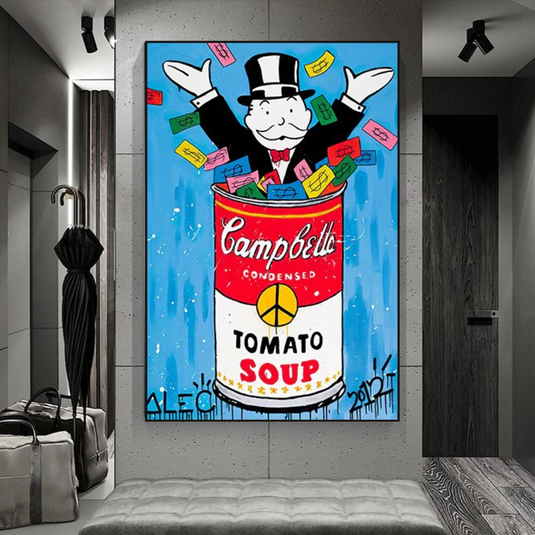 Alec Monopoly Tomato Soup Canvas Wall Art-GraffitiWallArt