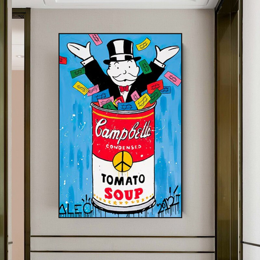 Alec Monopoly Tomato Soup Canvas Wall Art-GraffitiWallArt