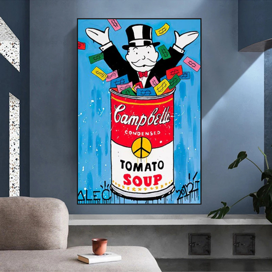 Alec Monopoly Tomato Soup Canvas Wall Art-GraffitiWallArt