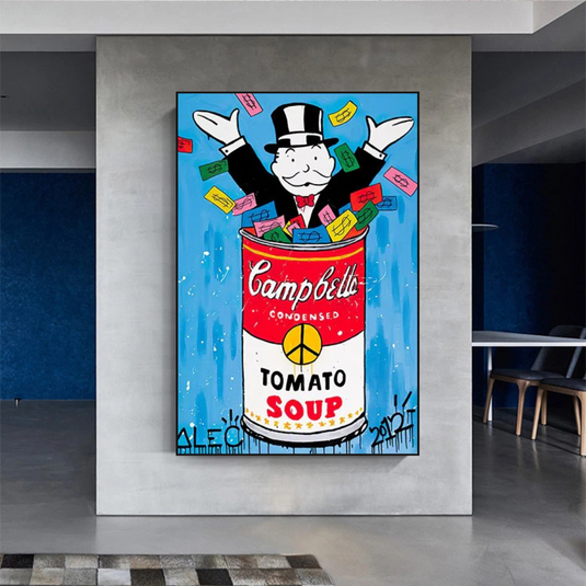 Alec Monopoly Tomato Soup Canvas Wall Art-GraffitiWallArt