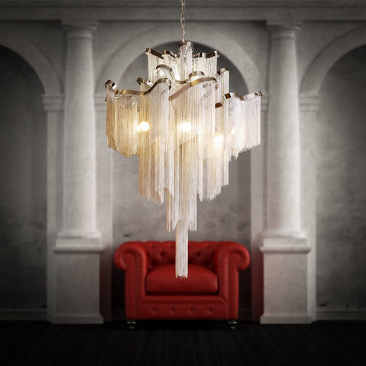 Aluminium Fringed Chandelier: Elegant and Timeless Design-GraffitiWallArt