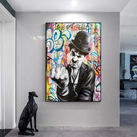 Angry Chaplin Canvas Wall Art-GraffitiWallArt