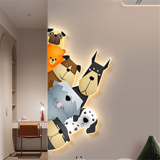 Animal Murals Led Wall Lamp With Plug Wire For Kids Room-GraffitiWallArt