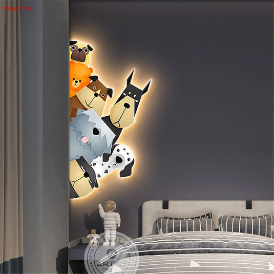 Animal Murals Led Wall Lamp With Plug Wire For Kids Room-GraffitiWallArt