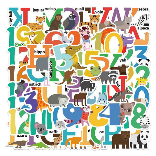 Animal to Theme Alphabet and Number Stickers-GraffitiWallArt