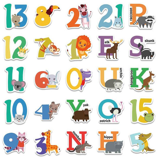 Animal to Theme Alphabet and Number Stickers-GraffitiWallArt