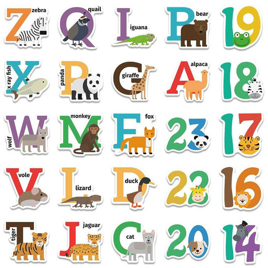 Animal to Theme Alphabet and Number Stickers-GraffitiWallArt