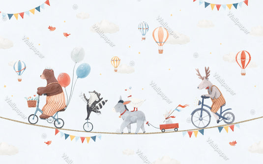 Custom Animals Circus Kids Room Wallpaper Mural-GraffitiWallArt