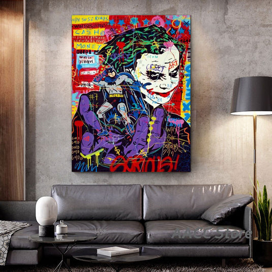 Anime Style Graffiti Art Joker Canvas Wall Art-GraffitiWallArt