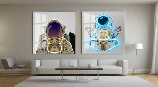 Décoration murale 3D en néon représentant un astronaute – Design audacieux et personnalisable inspiré de l’espace