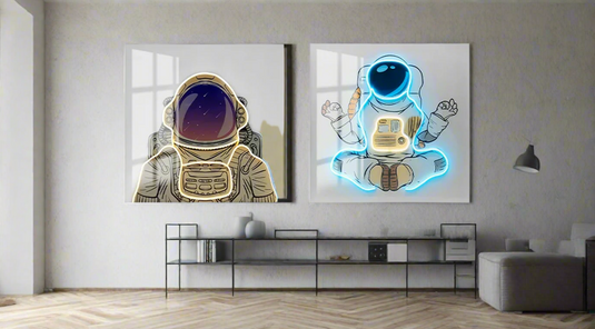 Décoration murale 3D en néon représentant un astronaute – Design audacieux et personnalisable inspiré de l’espace