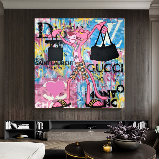 Artistic Cartoon Charm - Pink Panther Poster-GraffitiWallArt