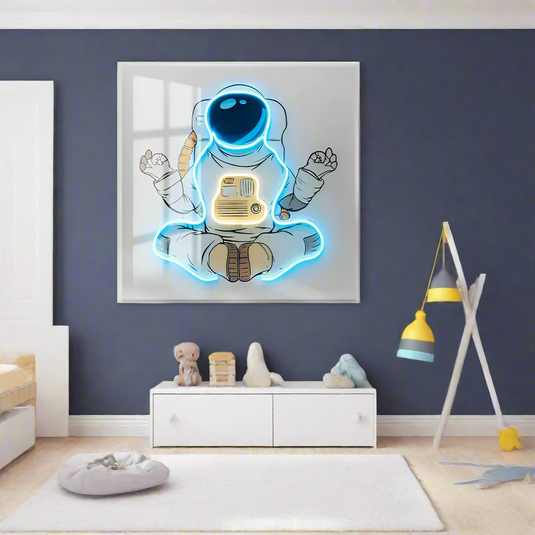 Décoration murale 3D en néon représentant un astronaute – Design audacieux et personnalisable inspiré de l’espace