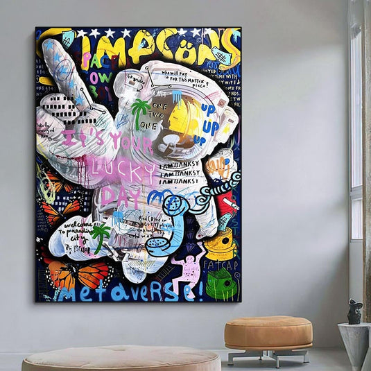 Astronaut Canvas Wall Art-GraffitiWallArt