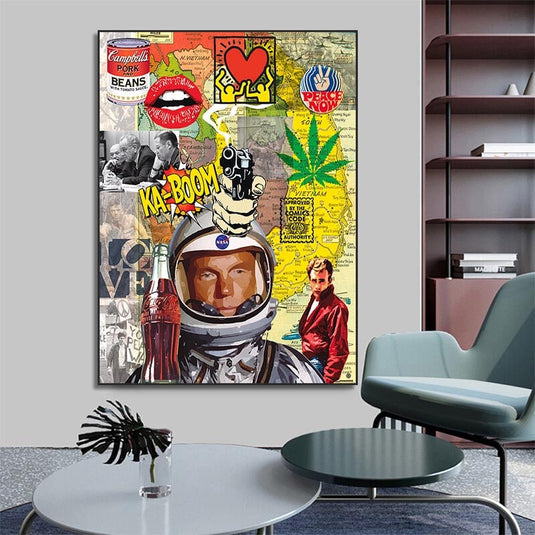 Astronaut Graffiti Wall Art Poster-GraffitiWallArt