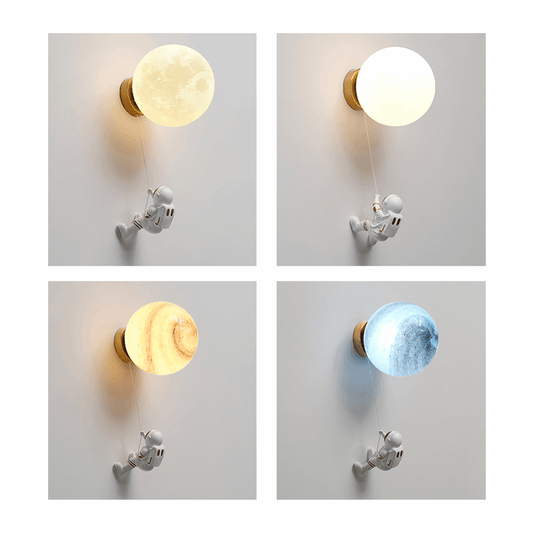 Astronaut on Moon Wall Lamp - Kids Room Lighting-GraffitiWallArt