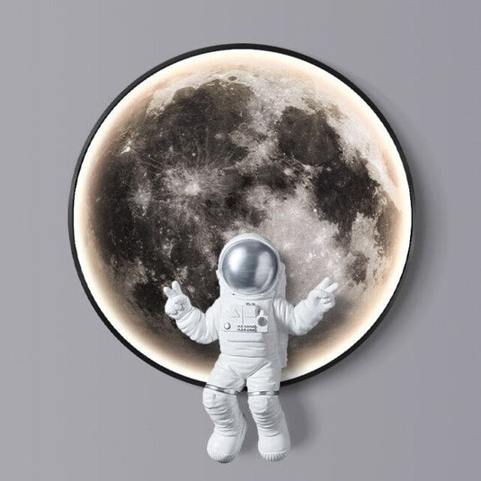 Astronaut on Moon Wall Light: Illuminate with Space-GraffitiWallArt