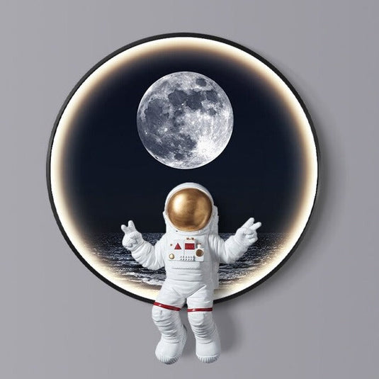 Astronaut on Moon Wall Light: Illuminate with Space-GraffitiWallArt