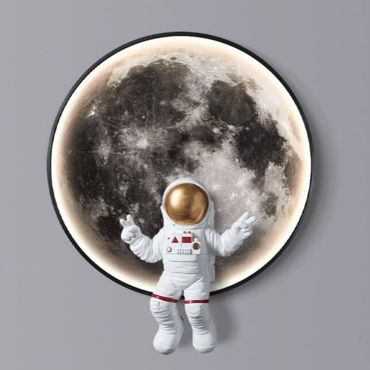 Astronaut on Moon Wall Light: Illuminate with Space-GraffitiWallArt