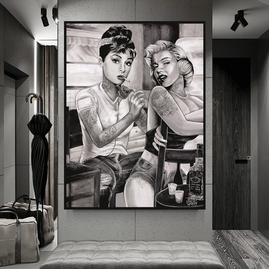 Audrey and Marilyn Canvas Wall Art: Elegant and Timeless-GraffitiWallArt