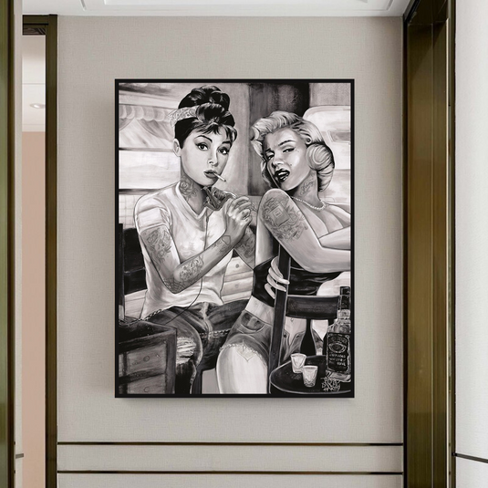 Audrey and Marilyn Canvas Wall Art: Elegant and Timeless-GraffitiWallArt