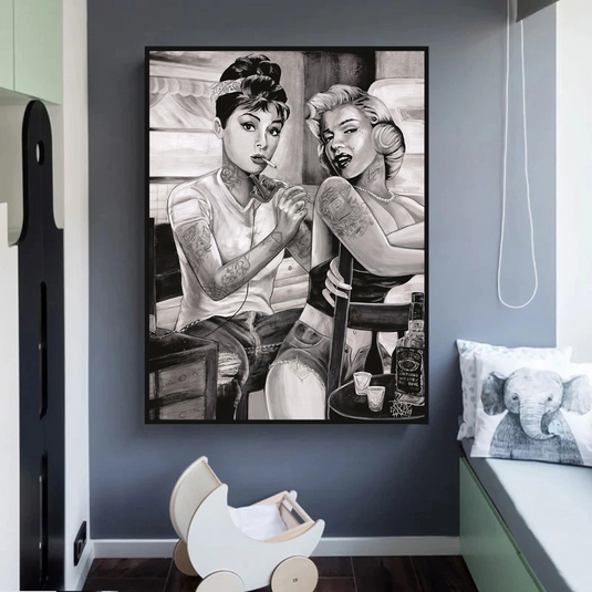 Audrey and Marilyn Canvas Wall Art: Elegant and Timeless-GraffitiWallArt