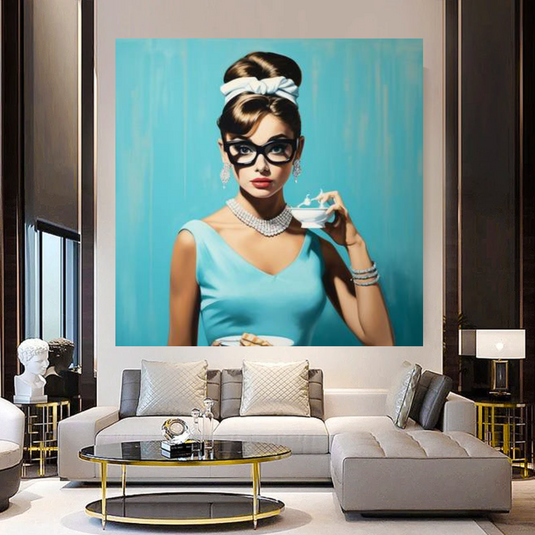 Audrey Hepburn Canvas Wall Art - Monogrammed Gift for Groomsmen-GraffitiWallArt