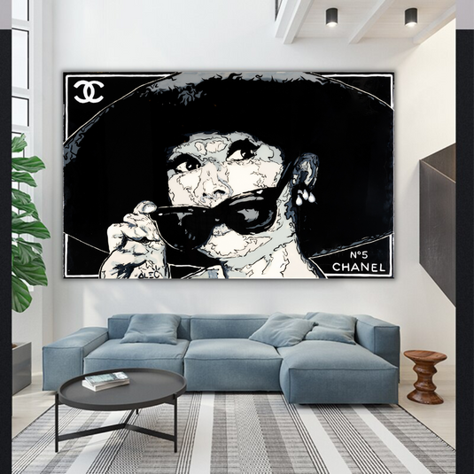 Audrey Hepburn Chanel ‚Äì Alec Canvas Wall Art-GraffitiWallArt