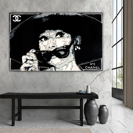 Audrey Hepburn Chanel ‚Äì Alec Canvas Wall Art-GraffitiWallArt