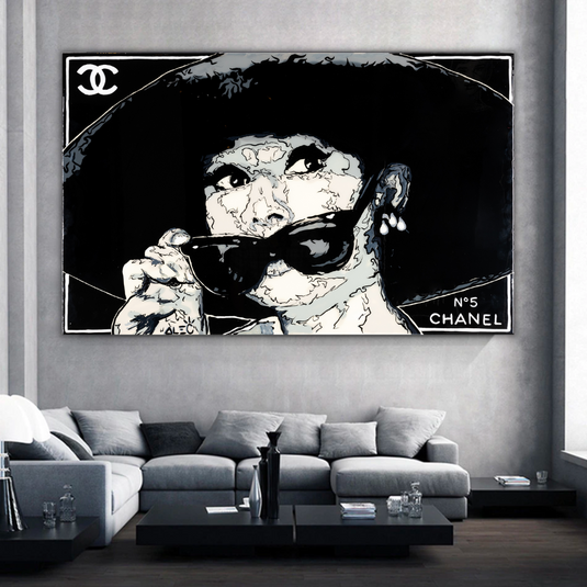 Audrey Hepburn Chanel ‚Äì Alec Canvas Wall Art-GraffitiWallArt