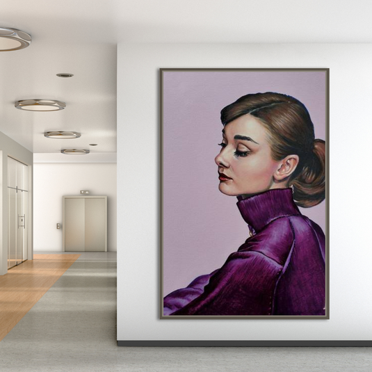 Audrey Hepburn Shy Queen Canvas Wall Art-GraffitiWallArt