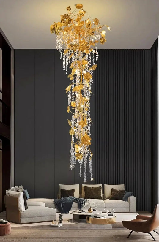 Autumn Leaves Fall Crystal Chandelier Lighting-GraffitiWallArt