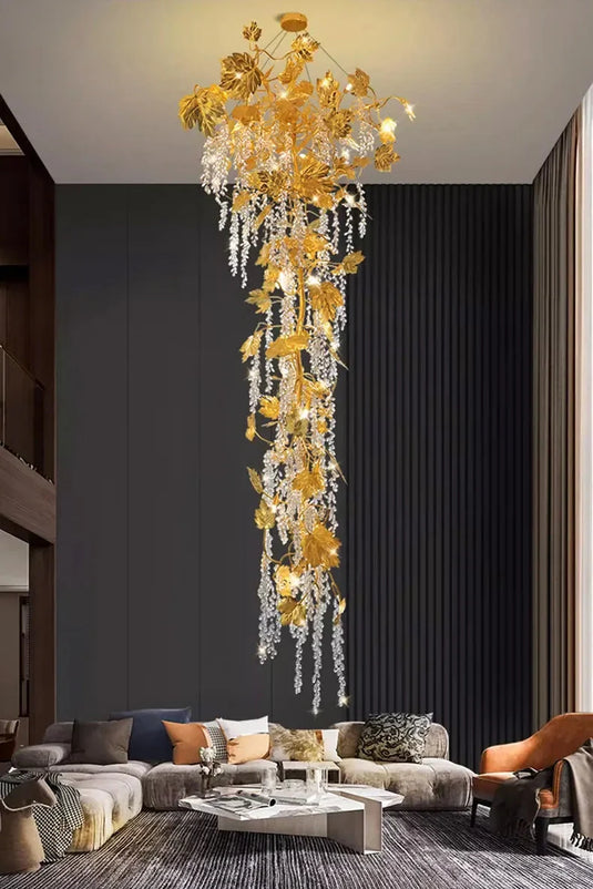 Autumn Leaves Fall Crystal Chandelier Lighting-GraffitiWallArt